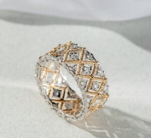18K Solid Gold Diamond Ring, Vintage Ring Gold ，18K Gold Lace Ring, Real Gold Openwork Ring, Gold Stackable Band Ring, Wedding Band Ring