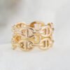 18K Solid Yellow Gold Chain ring, Layer Ring, Gold Stacking ring, Gold Chain ring, Gold Minimalist ring, Statement ring, Dainty gold ring