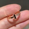 14k Gold Diamond T Ring, Open Cuff Ring, Open T Ring, T Wire Ring, T Bar Ring, Geometric Ring, Gold Stacking Ring, Mother‘s Day Gift