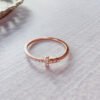 14k Gold Diamond T Ring，Diamond T Ring，T Wire Ring， Dainty ring，14k Solid Gold Ring，Wedding band