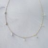 14K Solid Gold Teardrop Pendant Necklace for Women , Rose cut Moissanite ，Drilled Diamond necklace