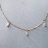 14K Solid Gold Teardrop Pendant Necklace for Women , Rose cut Moissanite ，Drilled Diamond necklace