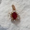 18K Yellow Gold Ruby, Pearl & Diamond Pendant