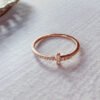 14k Gold Diamond T Ring，Diamond T Ring，T Wire Ring， Dainty ring，14k Solid Gold Ring，Wedding band
