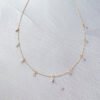 14K Solid Gold Teardrop Pendant Necklace for Women , Rose cut Moissanite ，Drilled Diamond necklace