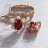 18K Yellow Gold Ruby, Pearl & Diamond Pendant