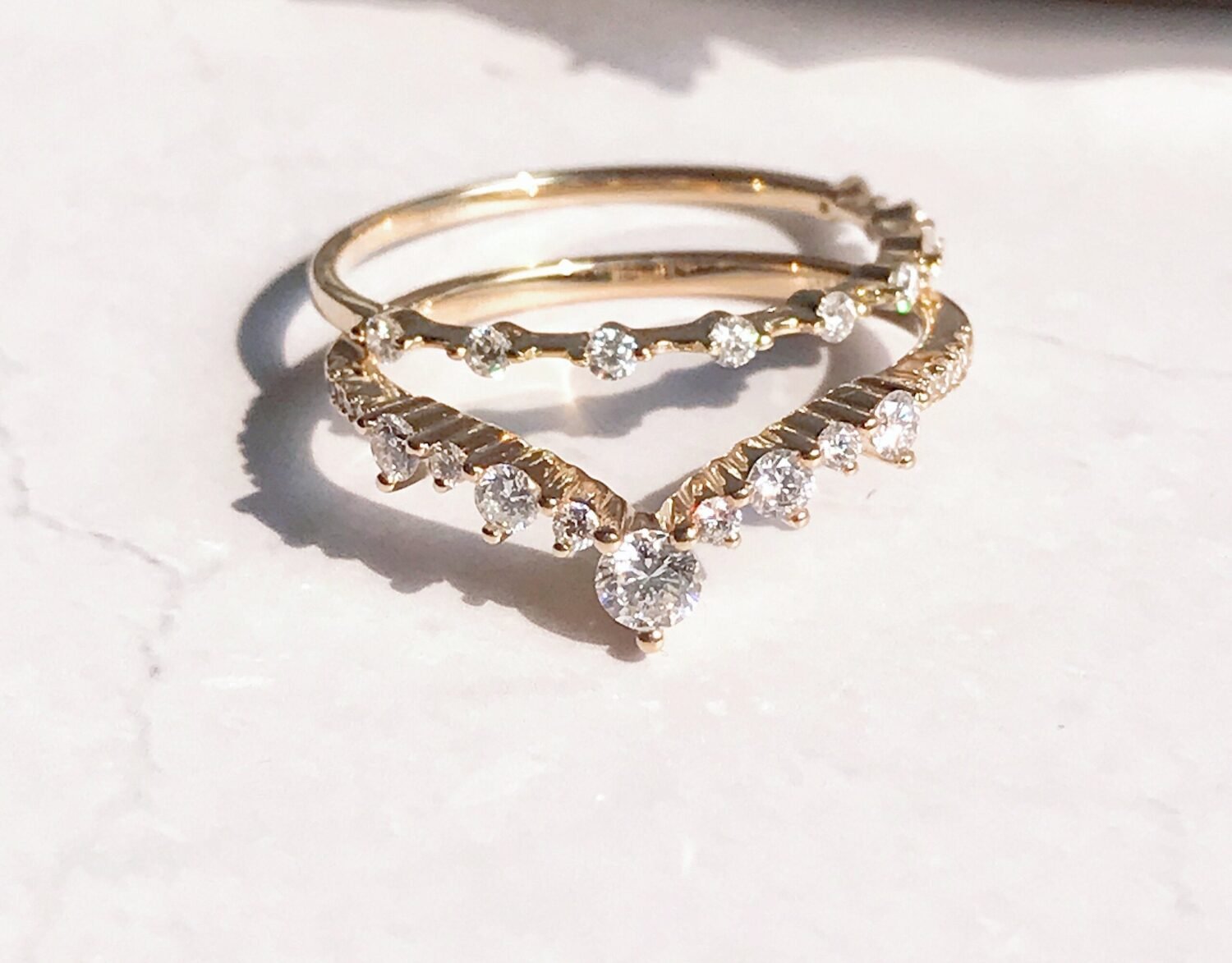 il_fullxfull.3610745064_n1iv-1 Petite Diamond Distance Band,Mose Code Ring,14K Solid Gold Diamond Ring,14K Moissanite rings,Stacktable Rings,snowdrift rings,wedding bands