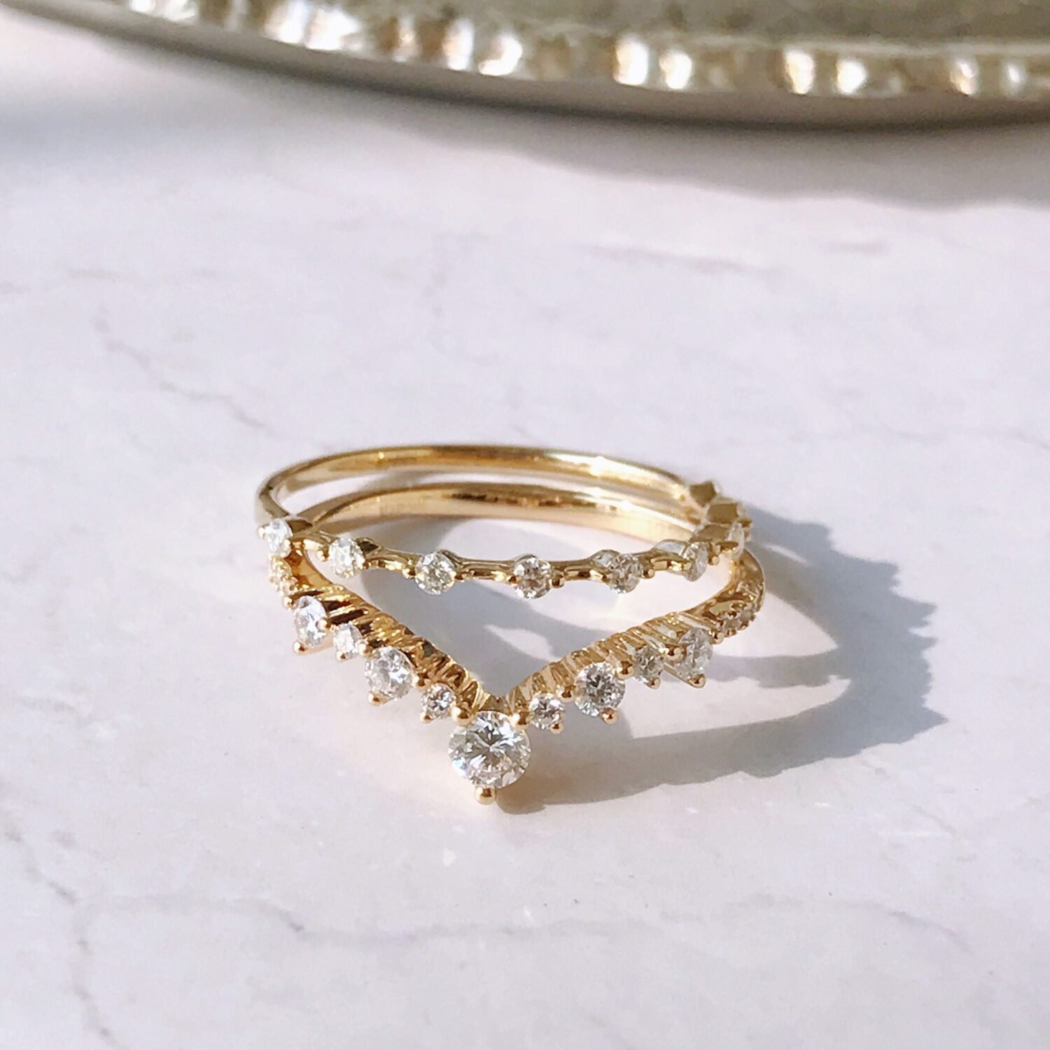 il_fullxfull.3610746652_54jv-1 Petite Diamond Distance Band,Mose Code Ring,14K Solid Gold Diamond Ring,14K Moissanite rings,Stacktable Rings,snowdrift rings,wedding bands