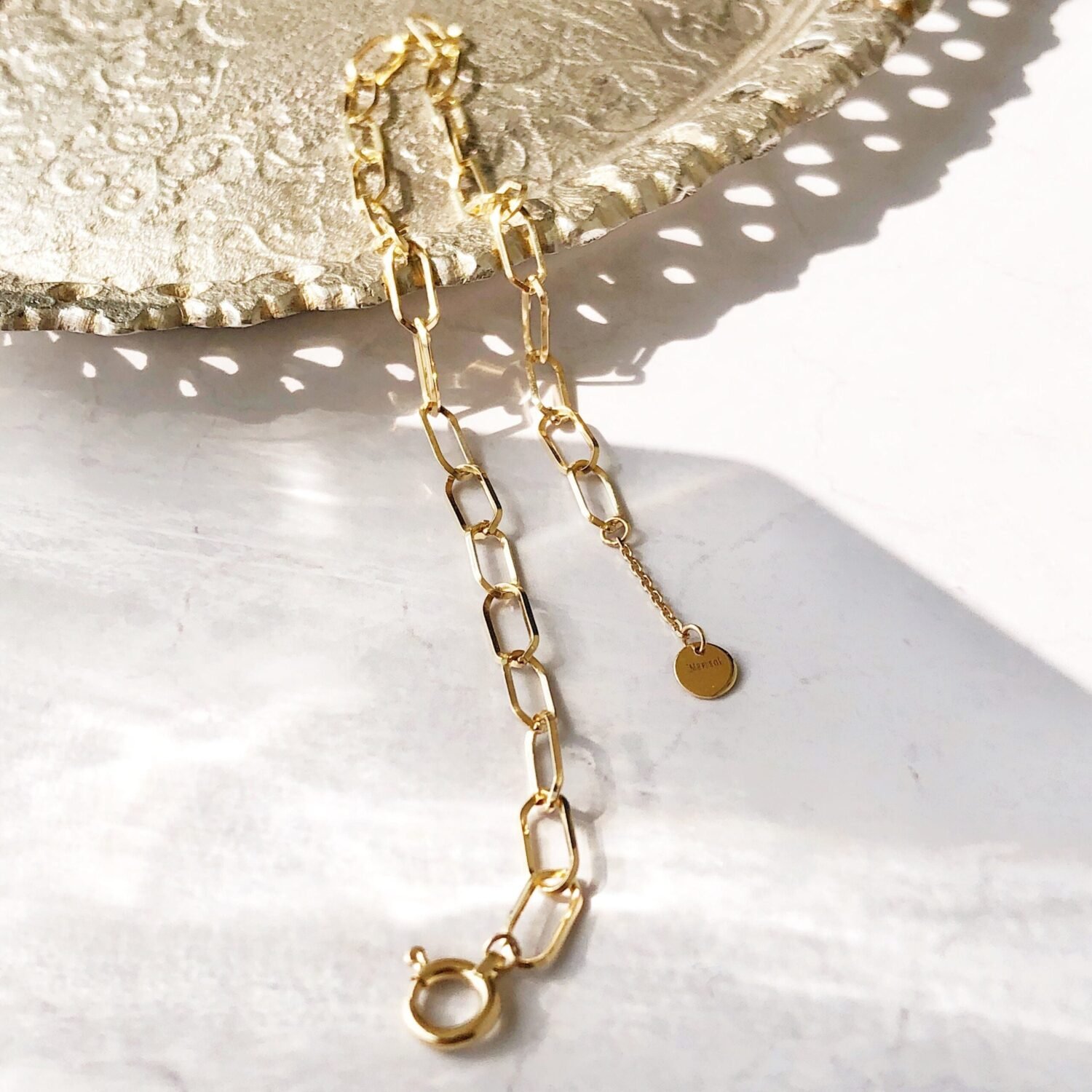 18K Gold Paperclip Bracelet, Bold Link, Staple Chain, Rectangle Link, Elongated Link, Layering Chain, Mother's Day, Gold bracelet stack