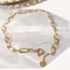 18K Gold Paperclip Bracelet, Bold Link, Staple Chain, Rectangle Link, Elongated Link, Layering Chain, Mother's Day, Gold bracelet stack