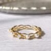 Pearl Ring Unique Minimalist Diamond Ring