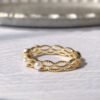 Pearl Ring Unique Minimalist Diamond Ring