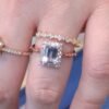 14K Emerald cut Aquamarine ring Tapered, Aquamarine solitaire ring, natural aquamarine ring, genuine aquamarine emerald cut vintage ring,