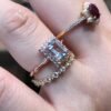 14K Emerald cut Aquamarine ring Tapered, Aquamarine solitaire ring, natural aquamarine ring, genuine aquamarine emerald cut vintage ring,