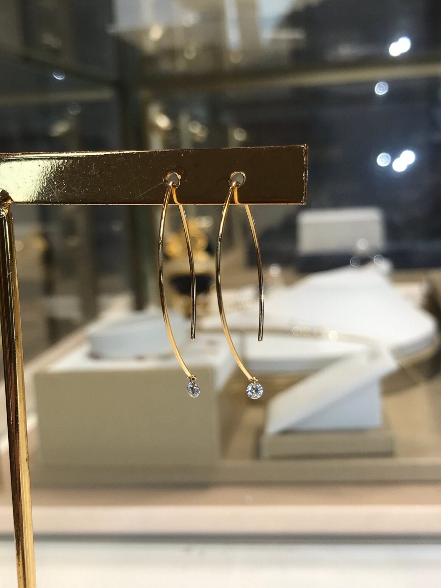 Drilled Diamond Hoop Earrings,14K Solid Gold Earrings, Tiny Gold Earrings, 14K GOLD Moissanite Earrings, Bridal Earrings, Wedding Jewelry