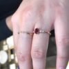 14K Solid Gold Ruby Ring，Dainty Ruby Ring，Oval Ruby Promise Ring，100% Natural Ruby Ring