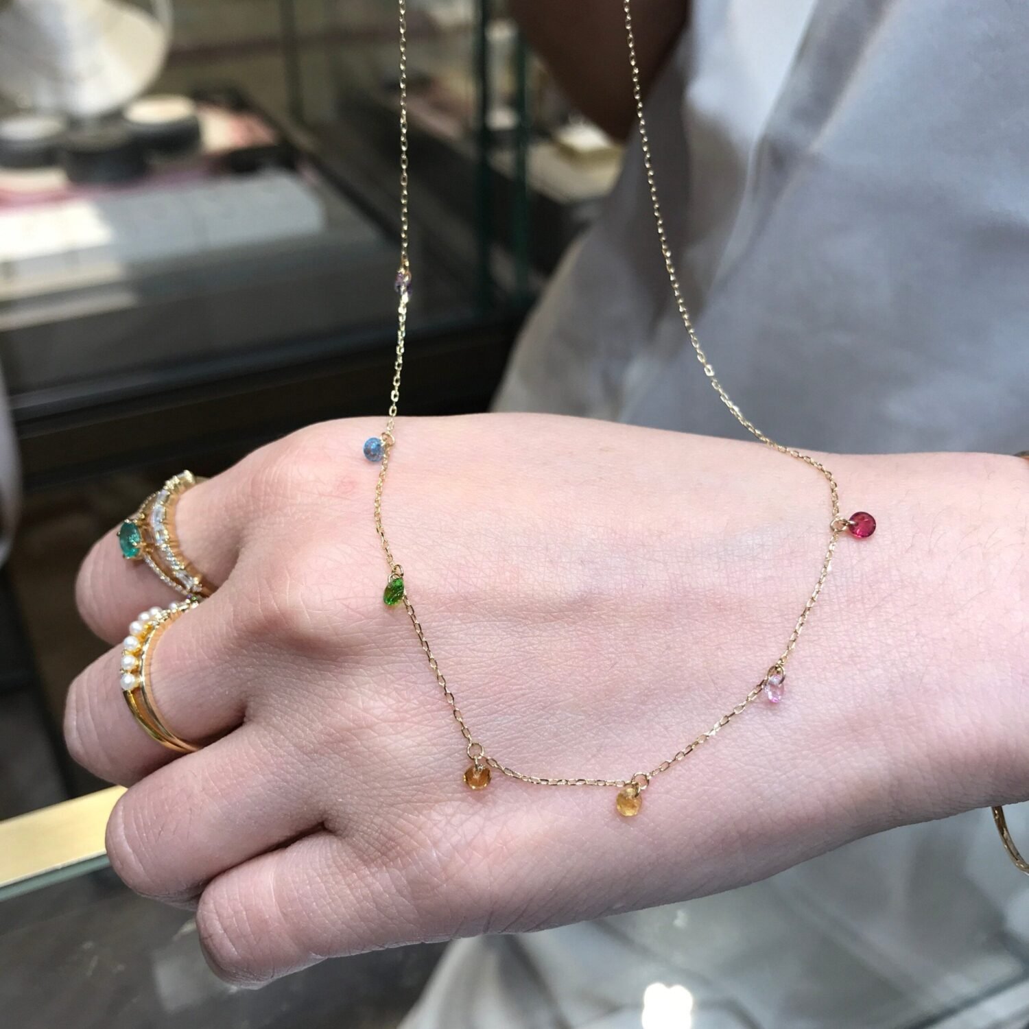 il_fullxfull.3880947996_sxde-1 18K Gold Natural Rainbow Gemstone Necklace