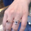14K Emerald cut Aquamarine ring Tapered, Aquamarine solitaire ring, natural aquamarine ring, genuine aquamarine emerald cut vintage ring,