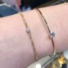 18K Solid Gold 0.20ct Lab Diamond Open Cuff Bracelet