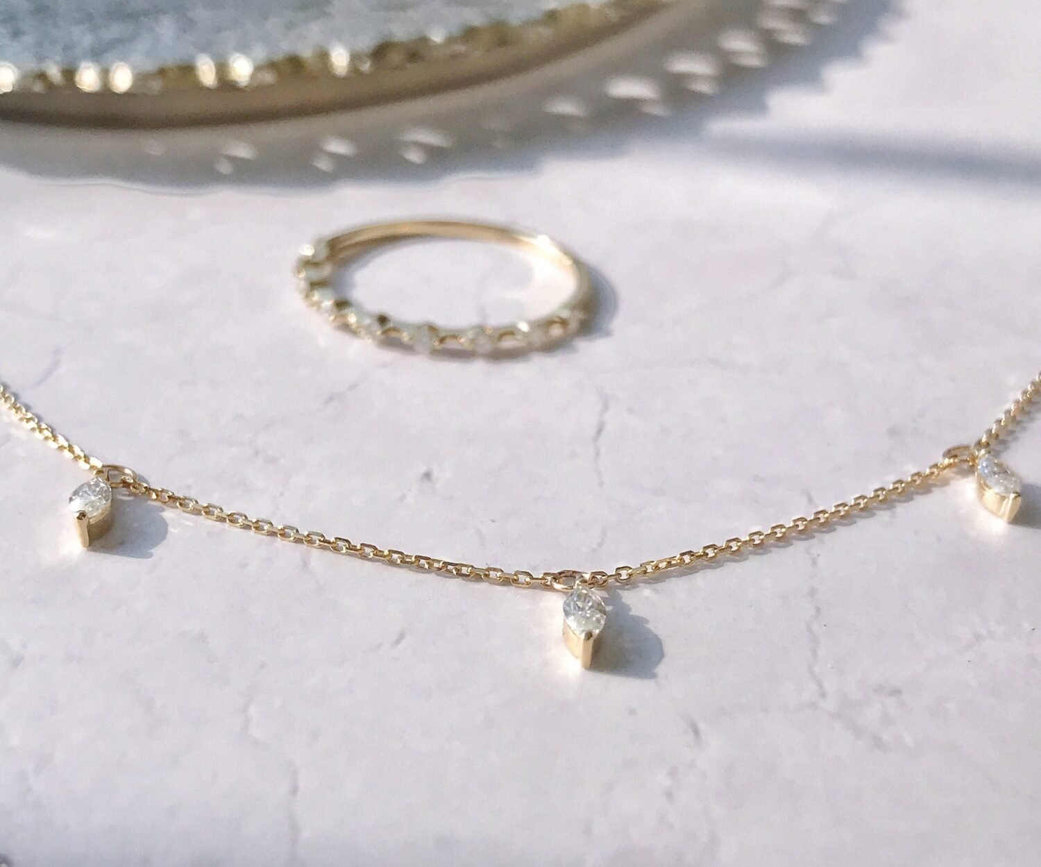 Marquise Lab GrownDiamond Necklace,18K gold