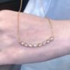 18K Solid Gold Natural Moonstone Seven-Stone Necklace