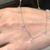 18K Solid Gold Rose-Cut Lab Grown Diamond Necklace – 9 Pierced Pear Diamonds