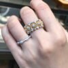 18K Solid Gold Buccellati Lace Ring，Rare Vintage Buccellati 18k Yellow White Gold  Diamond Band Ring S