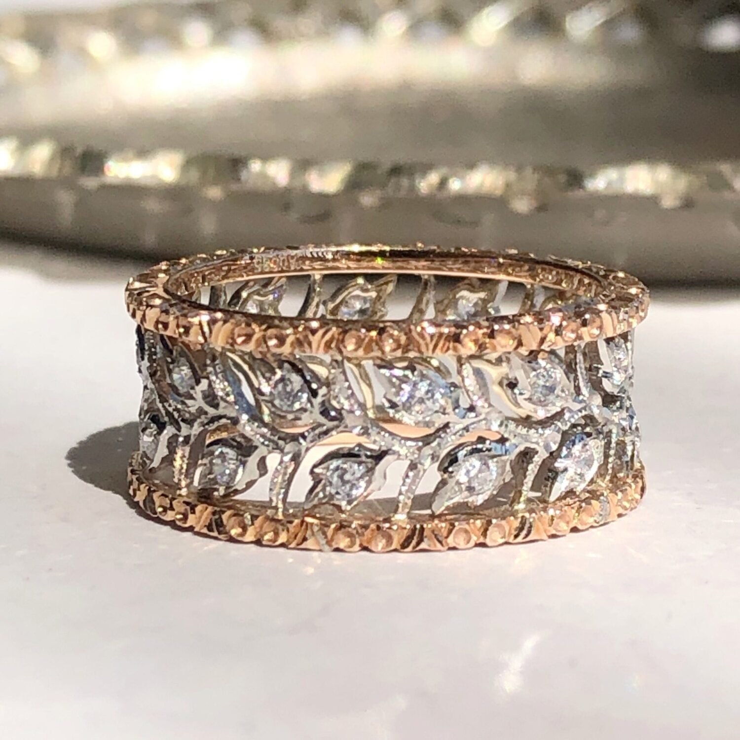 Buccellati Ring，Vintage Lace Ring，Baroque Diamond Ring ，18K Buccellati Diamond Ring，18K Gold lace ring，Fine Jewelry For Her