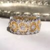 18K Solid Gold Buccellati Lace Ring，Rare Vintage Buccellati 18k Yellow White Gold  Diamond Band Ring S