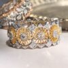 18K Solid Gold Buccellati Lace Ring，Rare Vintage Buccellati 18k Yellow White Gold  Diamond Band Ring S