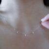 18K Solid Gold Marquise Diamond Floating necklace, 14K Gold Floating Moissanite Diamond Necklace, Drilled gemstone ，Gold Necklace For Women