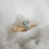 18K Diamond Cuff Ring Unique Aquamarine Ring