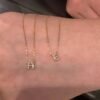 18K Gold Diamond letter necklace, Tiny letter necklace, Letter M necklace, Dainty initial necklace gold, Small monogram necklace