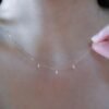 18K Solid Gold Marquise Diamond Floating necklace, 14K Gold Floating Moissanite Diamond Necklace, Drilled gemstone ，Gold Necklace For Women