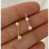 il_fullxfull.4587607909_d4sk-1 14K Solid Gold Dangle Earrings • Minimalist Interlocking Earrings for Women • Dainty Rose Gold Earrings • Unique Stud Earrings