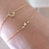 il_fullxfull.4595077554_4gdc-1 18K Solid Gold Star Bracelet Diamond 14K gold Diamond bracelet celestial Chain Bracelet ,Handmade Jewelry,Jewelry for Her,Mum Gift