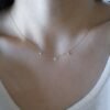 18K Solid Gold Marquise Diamond Floating necklace, 14K Gold Floating Moissanite Diamond Necklace, Drilled gemstone ，Gold Necklace For Women