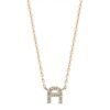 18K Gold Diamond letter necklace, Tiny letter necklace, Letter M necklace, Dainty initial necklace gold, Small monogram necklace