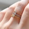 HIKAGE  18k Solid Gold Natural Diamond Ring Danity Stackable Ring,Real Solid Gold Ring,Thin Band Ring,engagement ring,wedding ring