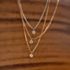 18K Solid Gold Drilled Diamond solitaire necklace