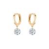 18k dangle earrings women，14K solid gold drilled Diamond Earrings，Drilled Diamond Hoop Earrings - 14k, 18k Yellow, Rose, White Gold