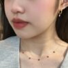 18k dangle earrings women，14K solid gold drilled Diamond Earrings，Drilled Diamond Hoop Earrings - 14k, 18k Yellow, Rose, White Gold