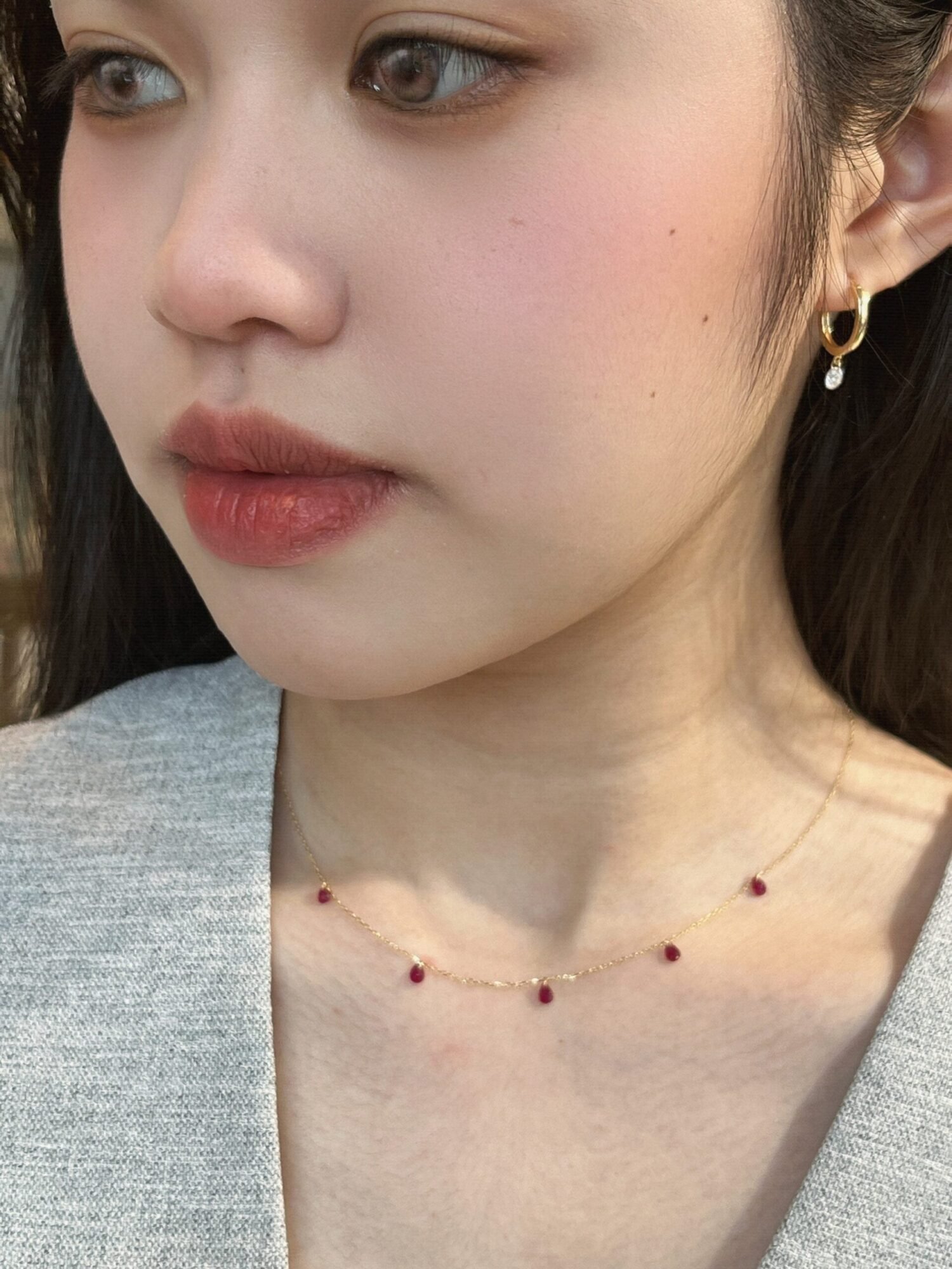 18k dangle earrings women，14K solid gold drilled Diamond Earrings，Drilled Diamond Hoop Earrings - 14k, 18k Yellow, Rose, White Gold