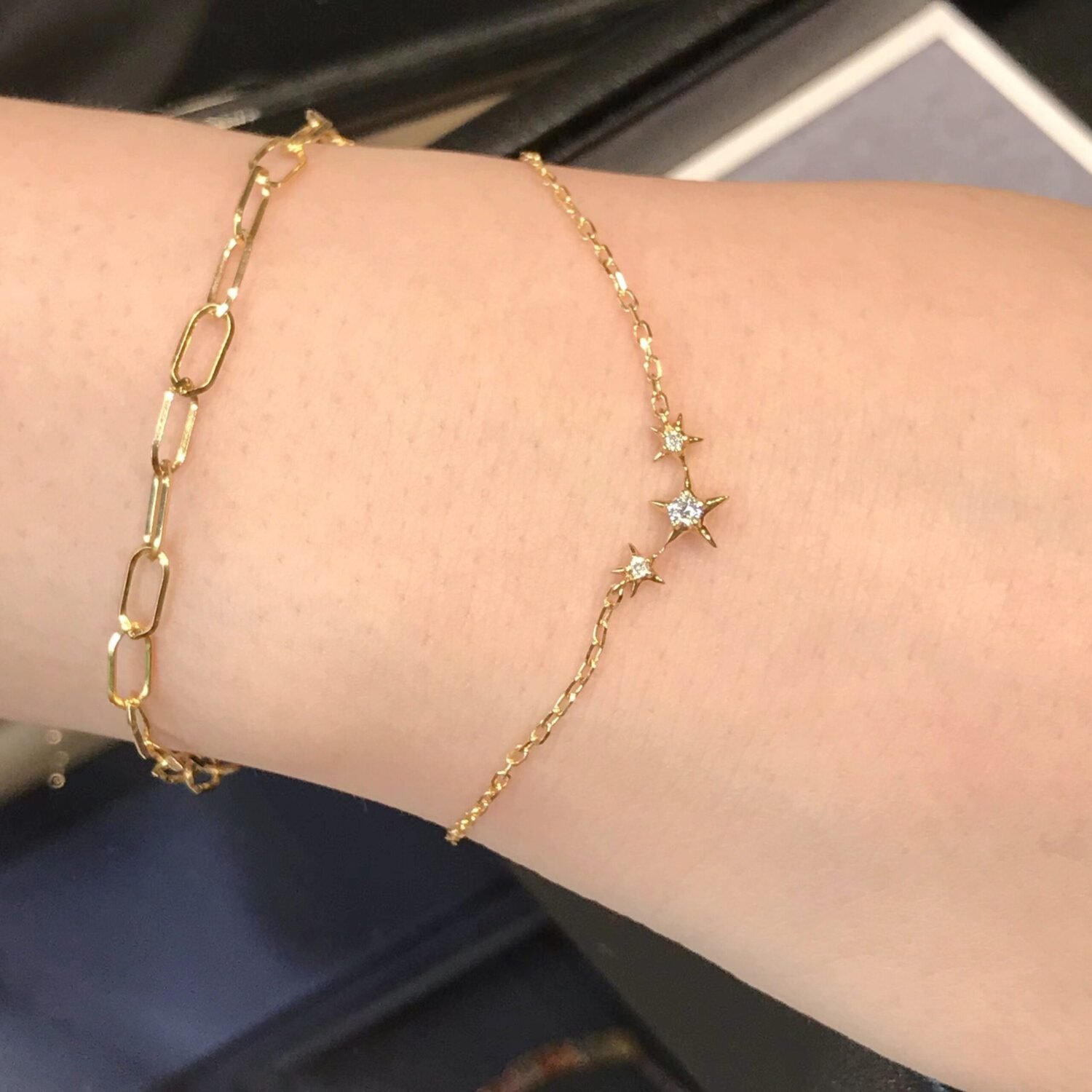 il_fullxfull.4643266329_fjrk-1 18K Solid Gold Star Bracelet Diamond 14K gold Diamond bracelet celestial Chain Bracelet ,Handmade Jewelry,Jewelry for Her,Mum Gift