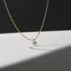 Drilled Diamond Necklace 18Kt Solid Gold Dainty Diamond Necklace 18K Solid Gold Dainty Diamond Solitaire Necklace/ Gift for her