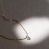 Drilled Diamond Necklace 18Kt Solid Gold Dainty Diamond Necklace 18K Solid Gold Dainty Diamond Solitaire Necklace/ Gift for her