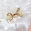 14kt Gold Diamond Criss Cross X Ring, 14K two tone rose gold and white gold gold Diamond Ring, Criss Cross Ring 0.20TCW