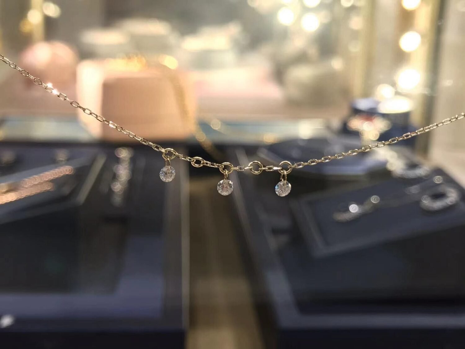 Drilled Diamond Necklace，18K Solid Gold Diamond Necklace，Dainty Diamond Necklace for Women，Bridal Necklace Gold，Gift For Her