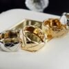 18K Solid Gold Quilted Band Coco Ring, Wide Chunky Ring, 14K Statement Ring Gold ，Thick Dainty Gold Ring, Minimalist Ring, Bridesmaid Gift