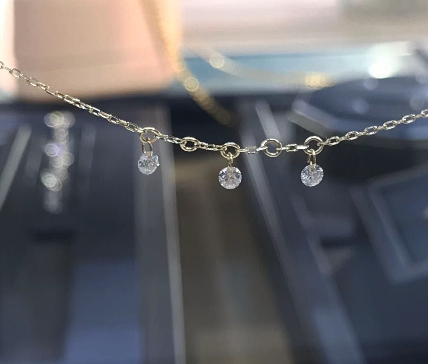 il_fullxfull.4740372851_pfjq-1 Drilled Diamond Necklace,18K Solid Gold Diamond Necklace,Dainty Diamond Necklace for Women,Bridal Necklace Gold,Gift For Her